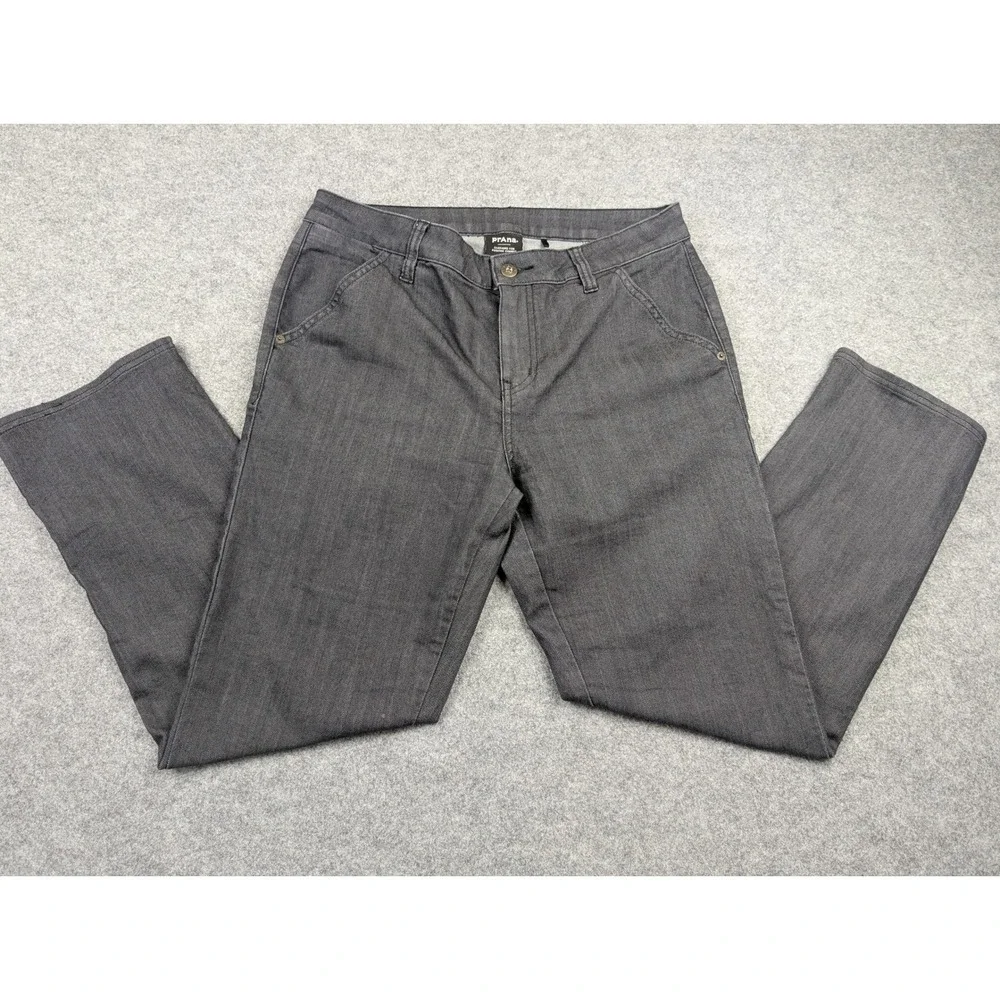 Prana Women Charcoal Gray Organic Cotton Stretch Straight Leg Pants Size 8‎ RG